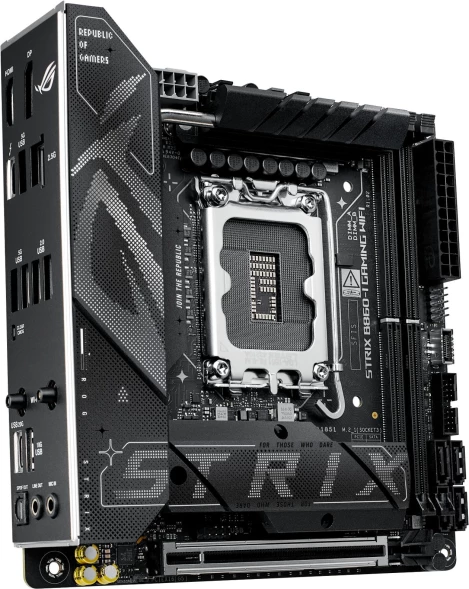 Материнская плата Asus ROG STRIX B860-I GAMING WIFI Soc-1851 Intel B860 2xDDR5 mini-ITX AC`97 8ch(7.1) 2.5Gg RAID+HDMI+DP