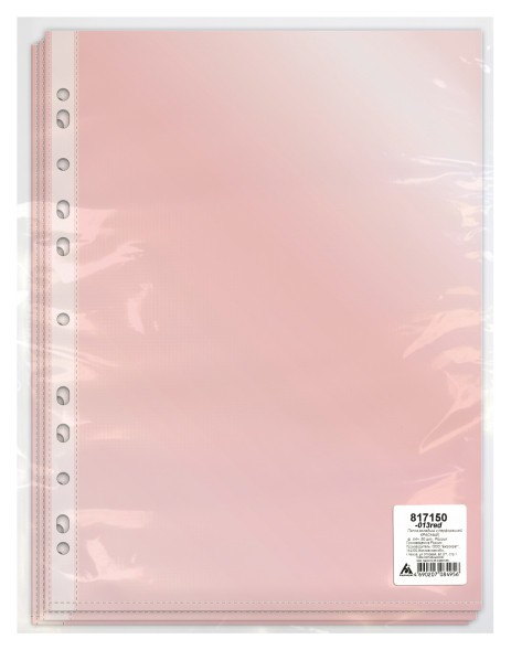 Папка-вкладыш Бюрократ Премиум -013RED красный глянцевые А4+ 30мкм (упак.:50шт)