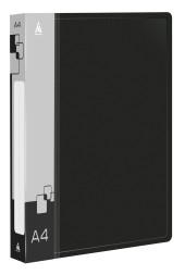 Папка на 4-х кольцах Бюрократ -0827/4RBLCK A4 пластик 0.7мм кор.27мм внутр. с вставкой черный