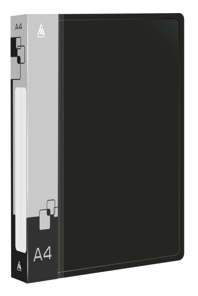 Папка на 4-х кольцах Бюрократ -0827/4RBLCK A4 пластик 0.7мм кор.27мм внутр. с вставкой черный