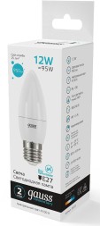 Лампа светодиодная Gauss Elementary 30222 12Вт цок.:E27 свеча 220B 4100K св.свеч.бел.нейт. (упак.:10шт)