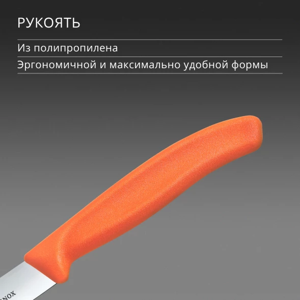 Нож кухонный Victorinox Swiss Classic (6.7709.C1) стальной универсальный для чистки овощей и фруктов лезв.100мм прямая заточка оранжевый