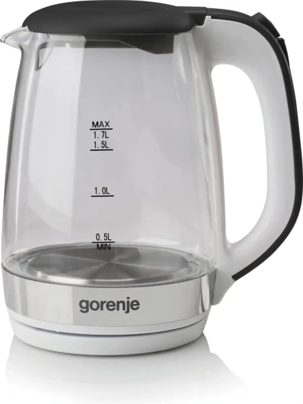 Чайник электрический Gorenje K17GXG 1.7л. 2200Вт белый/серебристый корпус: стекло/металл/пластик
