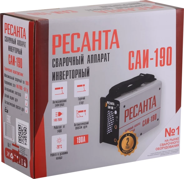 Сварочный аппарат Ресанта САИ-190 инвертор ММА DC 6.5кВт