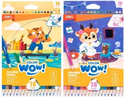 Карандаши цв. Deli EC138-18 Colorwow 3мм трехгран. 18цв. карт.кор. (18шт) 18 карандашей