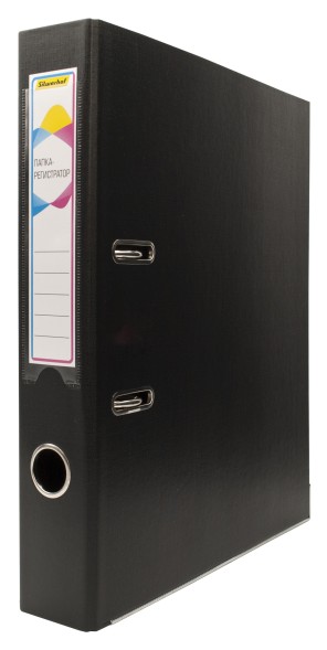 Папка-регистратор Silwerhof A4 50мм двусторон.ПВХ черный мет.окант. сборная смен.карм. на кор.