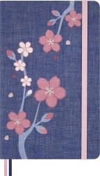 Блокнот Moleskine LIMITED EDITION SAKURA LESU08QP060BOX Large 130х210мм обложка текстиль 176стр. линейка твердая обложка подар.кор. синий 2025