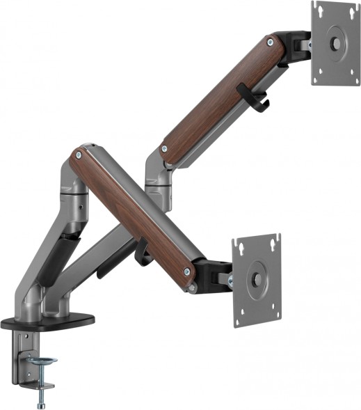 Кронштейн для мониторов Ultramounts UM735WD серый/коричневый 17&amp;quot;-27&amp;quot; макс.7кг крепление к столешнице поворот и наклон