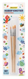 Набор кистей Silwerhof Веселые друзья (наб.3шт) синтетика №2,4,6 дерев.ручка