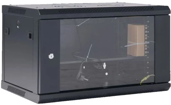 Шкаф коммутационный Rexant (04-0954-112) настенный 9U 400x542мм пер.дв.стекл черный 230град. металл