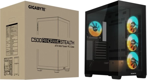 Корпус Gigabyte GB-C500P ST черный без БП ATX 3x120mm 6x140mm 2xUSB3.0 1xUSB3.1 audio bott PSU