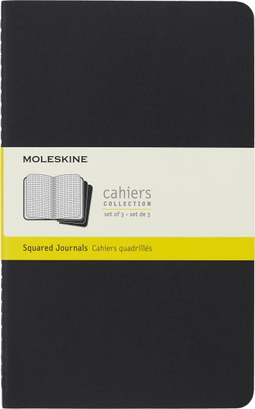 Блокнот Moleskine CAHIER JOURNAL QP317 Large 130х210мм обложка картон 80стр. клетка черный (3шт)