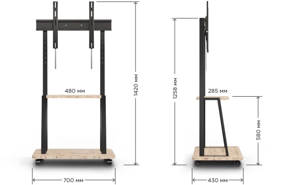 Стойка для телевизора Holder PR-108 черный/керамика 32&amp;quot;-65&amp;quot; макс.40кг напольный мобильный