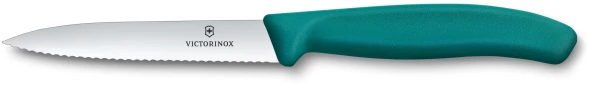 Нож кухонный Victorinox Swiss Classic (6.7734.C1) стальной универсальный для чистки овощей и фруктов лезв.100мм серрейт. заточка зеленый