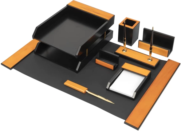 Настольный набор Good Sunrise H8G-1A (8 предметов) дерево/МДФ черный/оранжевый
