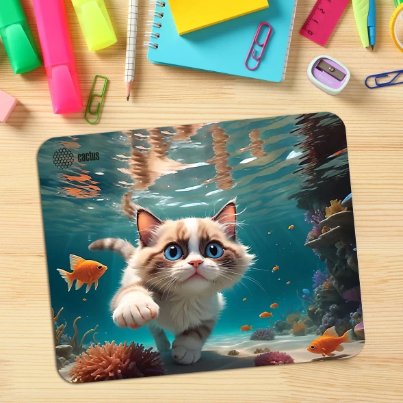 Коврик для мыши Cactus Fish Cat рисунок 300x250x3мм (CS-MPC-D15M)