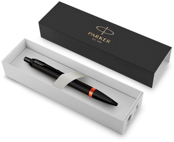 Ручка шариков. Parker IM Vibrant Rings K315 (CW2172946) Flame Orange PVD M син. черн. подар.кор.