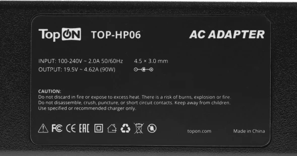 Блок питания TopON 96908 90W 19.5V-19.5V 4.62A от бытовой электросети