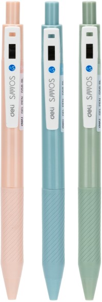 Набор ручек гелев. автоматическая Deli (EG58-BL-P) ассорти d=0.5мм син. черн. кор.карт. (12шт) резин. манжета