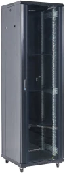 Шкаф коммутационный Rexant (04-3266-212) напольный 32U 600x600мм пер.дв.стекл металл 2 бок.пан. направл.под винты 800кг черный 67кг 230град. 1609мм IP20 сталь