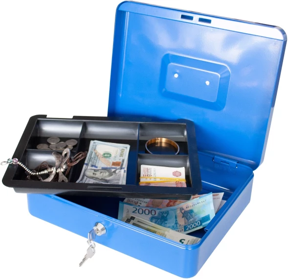 Ящик для денег Silwerhof 90x300x240 синий сталь 1.66кг