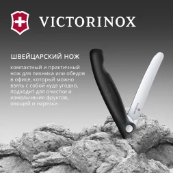 Нож кухонный Victorinox Swiss Classic 6.7803.F стальной универсальный для овощей лезв.110мм прямая заточка черный карт.коробка
