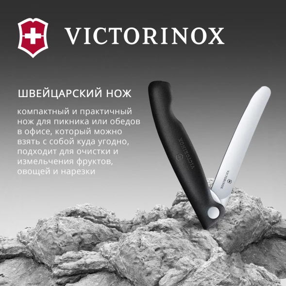 Нож кухонный Victorinox Swiss Classic 6.7803.F стальной универсальный для овощей лезв.110мм прямая заточка черный карт.коробка