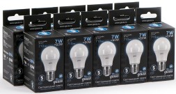 Лампа светодиодная Gauss 7Вт цок.:E27 шар 220B 4100K св.свеч.бел.нейт. A60 (упак.:10шт) (102502207)