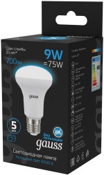Лампа светодиодная Gauss 106002309 9Вт цок.:E27 рефлек. 150B 6500K св.свеч.бел.хол. R63 (упак.:1шт)