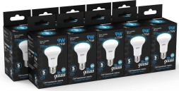 Лампа светодиодная Gauss 106002309 9Вт цок.:E27 рефлек. 150B 6500K св.свеч.бел.хол. R63 (упак.:1шт)