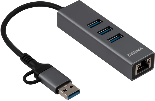 Сетевой адаптер Gigabit Ethernet Digma DLA-GEUCH3 USB 3.0