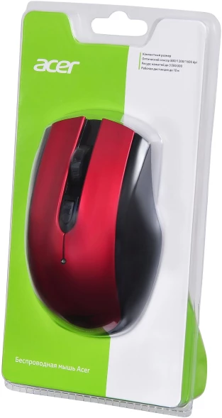 Мышь Acer OMR032 черный/красный оптическая (1600dpi) беспроводная USB (3but)