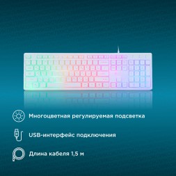 Клавиатура Оклик 550ML белый USB slim Multimedia LED