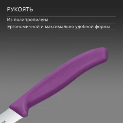 Нож кухонный Victorinox Swiss Classic (6.7735.C1) стальной универсальный для чистки овощей и фруктов лезв.100мм серрейт. заточка пурпурный