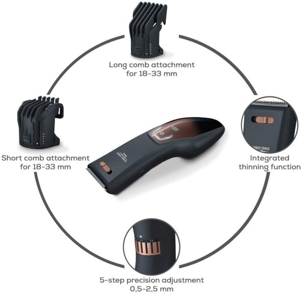 Машинка для стрижки Beurer HR5000 черный (насадок в компл:2шт)