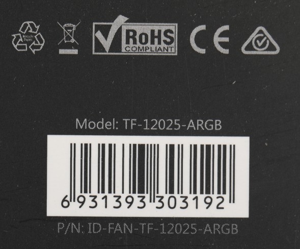 Вентилятор ID-Cooling TF-12025-ARGB 120x120mm черный/белый 4-pin 14-31dB 150gr Ret