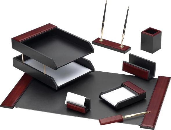 Настольный набор Good Sunrise M8G-1A (8 предметов) красное дерево МДФ черный/бордовый