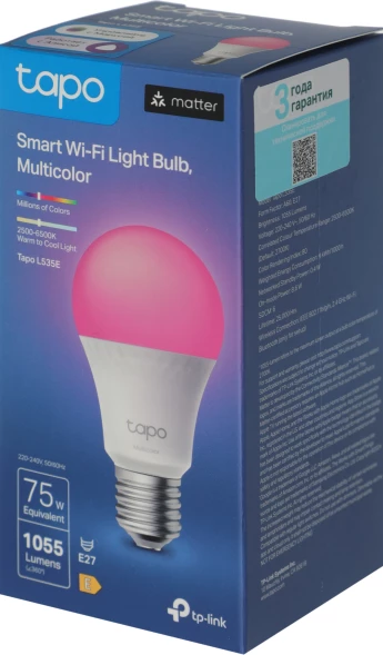 Умная лампа TP-Link Tapo L535E E27 8.6Вт 1055lm Wi-Fi (упак.:1шт)