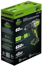 Дрель-шуруповерт Greenworks GD24DD60 аккум. патрон:быстрозажимной (3704107CUB)