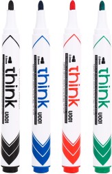 Набор маркеров для досок Deli EU00101 Think круглый пиш. наконечник 2мм 4цв. блистер (4шт.)