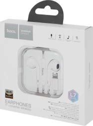 Гарнитура вкладыши Hoco L7 Plus 1.2м белый беспроводные bluetooth в ушной раковине