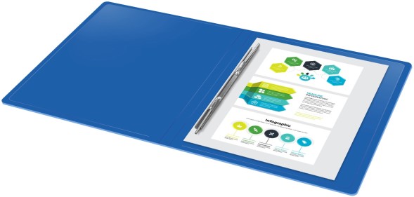Папка метал.пруж.скоросш. Бюрократ -PZ05PBLUE A4 пластик 0.5мм торц.наклейка синий