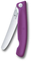 Нож кухонный Victorinox Swiss Classic 6.7835.FC1 стальной универсальный для овощей лезв.110мм серрейт. заточка пурпурный карт.коробка