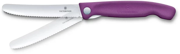 Нож кухонный Victorinox Swiss Classic 6.7835.FC1 стальной универсальный для овощей лезв.110мм серрейт. заточка пурпурный карт.коробка