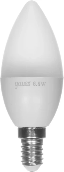 Лампа светодиодная Gauss 6.5Вт цок.:E14 свеча 220B 3000K св.свеч.бел.теп. 35-C (упак.:1шт) (103101107)