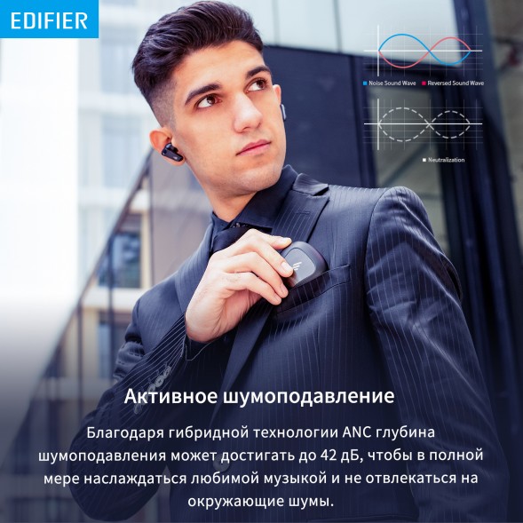 Гарнитура вкладыши Edifier NeoBuds Pro черный беспроводные bluetooth в ушной раковине