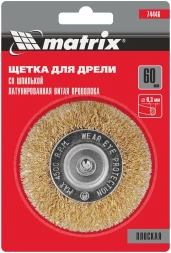 Щетка дисковая по мет. Matrix 74446 d=60мм d(посад.)=6мм (дрели)