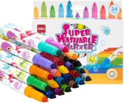 Фломастеры Deli EC155-24 пулевидный пиш. наконечник 24цв. коробка с европодвесом