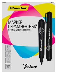 Маркер перманентный Silwerhof Prime скошенный пиш. наконечник 2-5мм черный картон