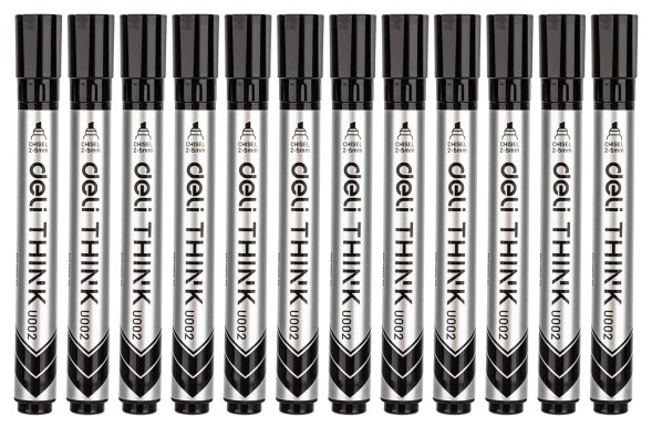 Маркер для досок Deli EU00220 Think скошенный пиш. наконечник 2-5мм черный